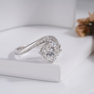 1.6CT Cushion Waves Moissanite Wedding Ring | IGI Certified | E-F Color | VVS- VS Clarity