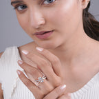 Stackable Oval and Pear Diamond Engagement and Wedding Ring Set, Wedding Jewelry