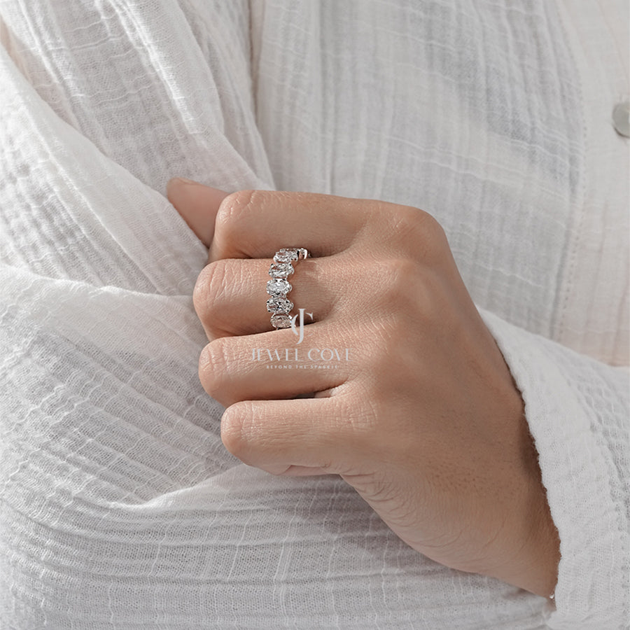 7CT Oval Lab Grown Eternity Band | Rose Gold | IGI Certified | E-F Color | VVS- VS Clarity