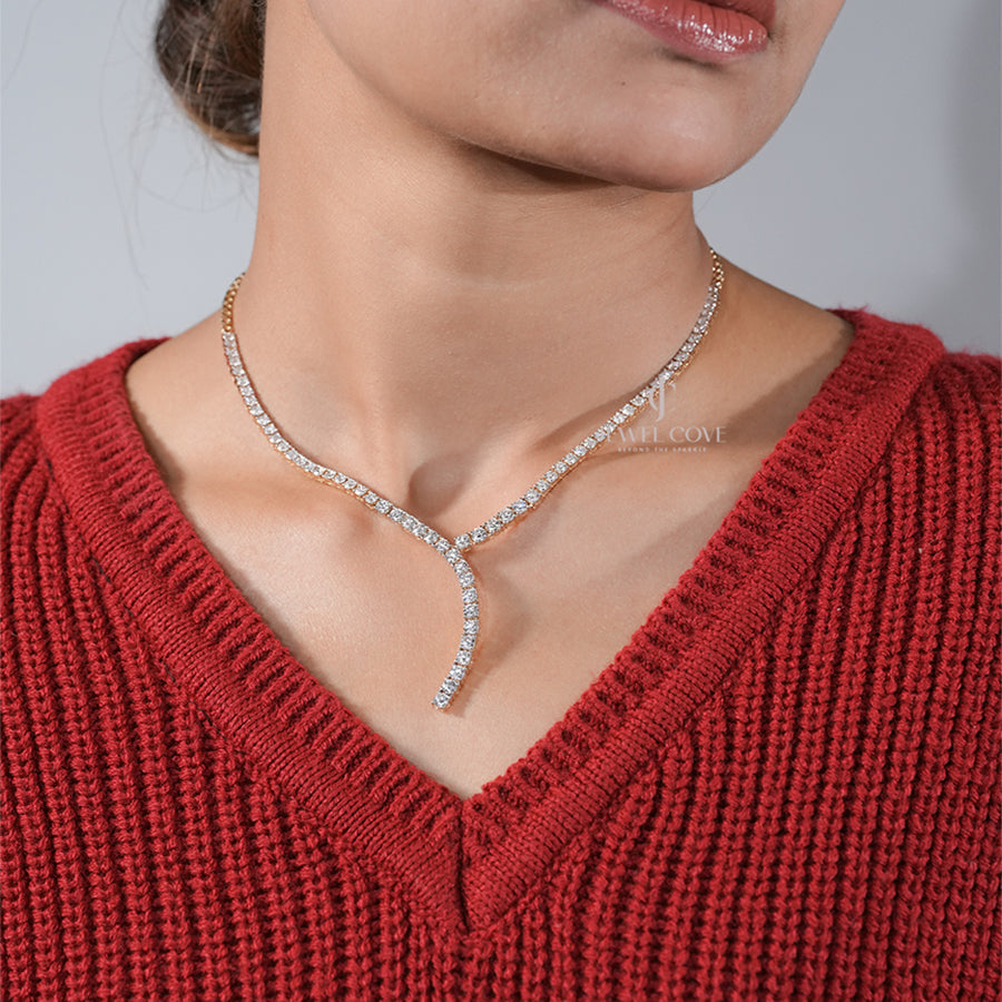 Modern V-Curve 5.00 Ct Diamond Y-Design Tennis Necklace