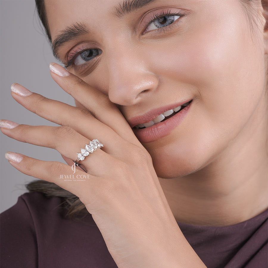Pear Lab Diamond Stackable Band | 14K White Gold Eternity Band | IGI Certified