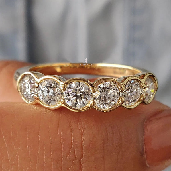6 Stone Half Eternity Wedding Band | Lab Grown Diamond | IGI Certified
