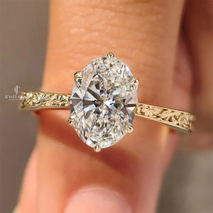 Oval Lab Diamond with Solitaire Hidden Gemstone Ring | IGI Certified
