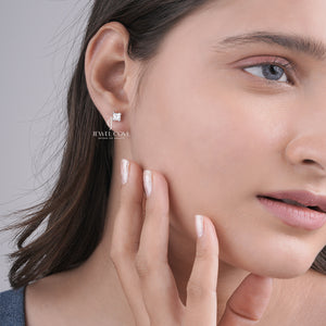 1CT Princess Lab Grown Diamond Stud Earrings for Women | Wedding Studs For Her | IGI Certified