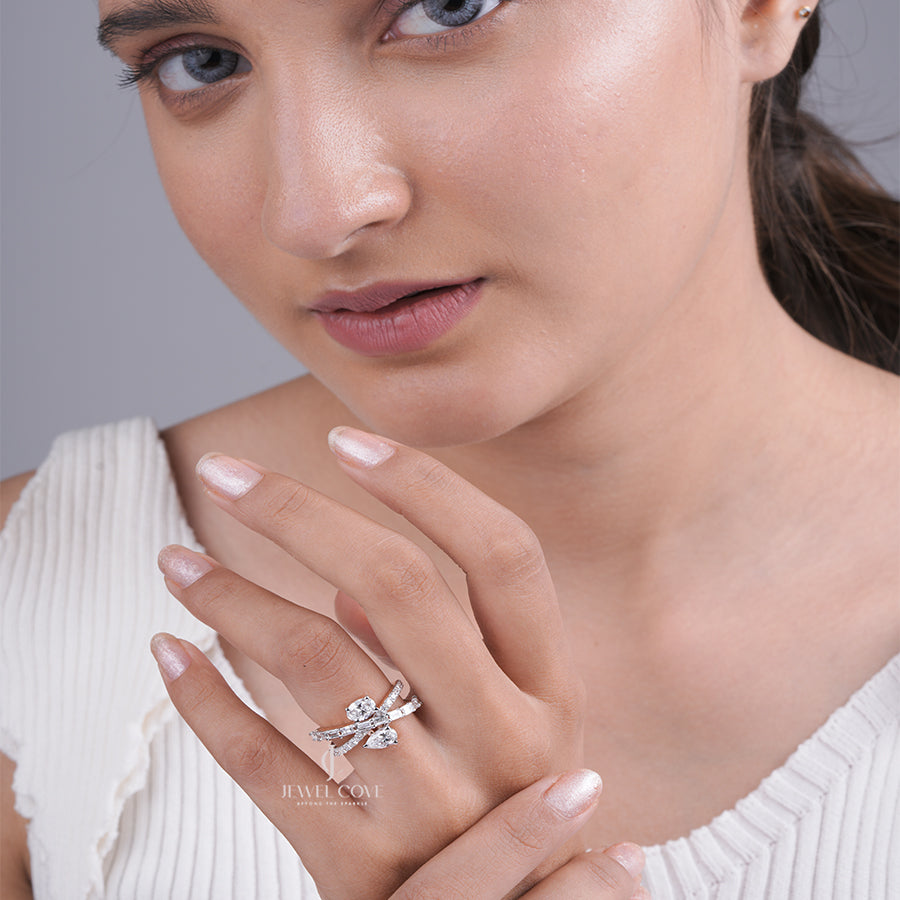 Stackable Oval and Pear Moissanite Diamond Engagement and Wedding Ring Set, Wedding Jewelry