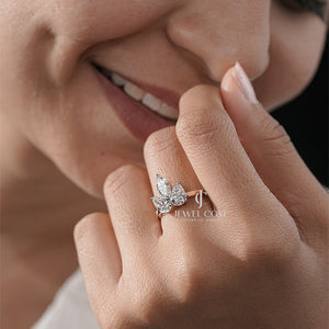 Pear & Marquise Trio Lab Diamond Ring | E-F Color | VVS- VS Clarity | IGI Certified