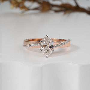 1.30ctw Oval Moissanite Diamond Engagement Ring | 1.25ct Center + Side Stones | IGI Certified