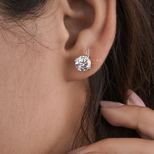 Round Cut Lab Grown Diamond Stud Earrings, EF Color, VVS-VS Clarity, IGI Certified