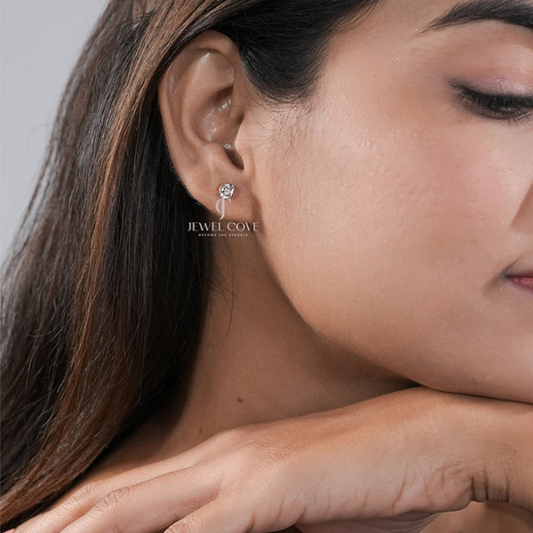Two-Tone Gold Lab Diamond Studs For Her | EF Color | VVS-VS Clarity | IGI Certified