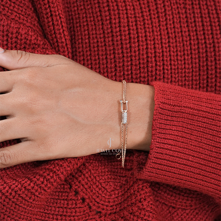 Elegant 0.40 Ct Diamond Safety Lock Bracelet