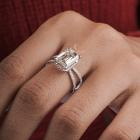 Emerald And Round Diamond Emerson Engagement Ring