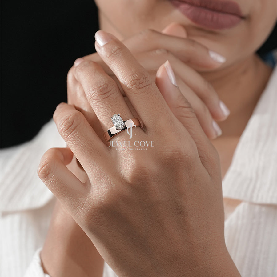 Oval Solitaire Rose Gold Engagement Ring | Lab Grown Diamond | IGI Certified