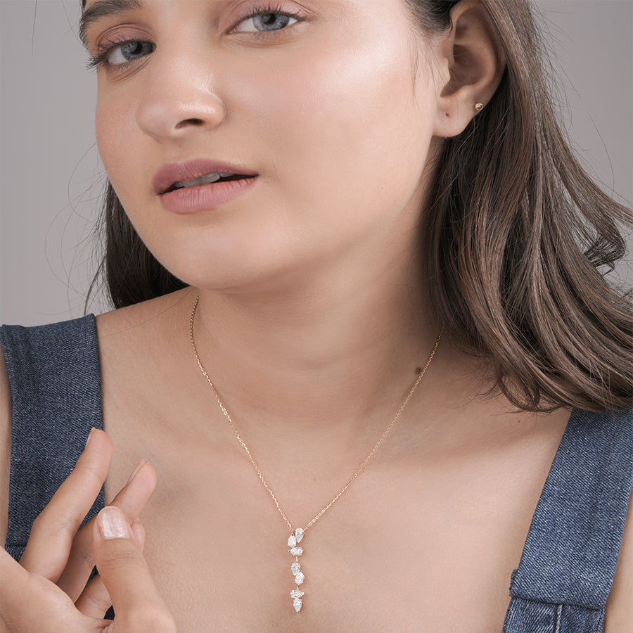 Pear Lab Grown Diamond Drop Solitaire Pendant With Chain | IGI Certified | Solitaire Pendent