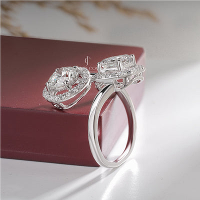 2.50 Carat Emerald And Round Diamond Lustrous Open Gap Ring