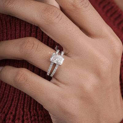 Radiant And Round Diamond Tinsel Engagement Ring