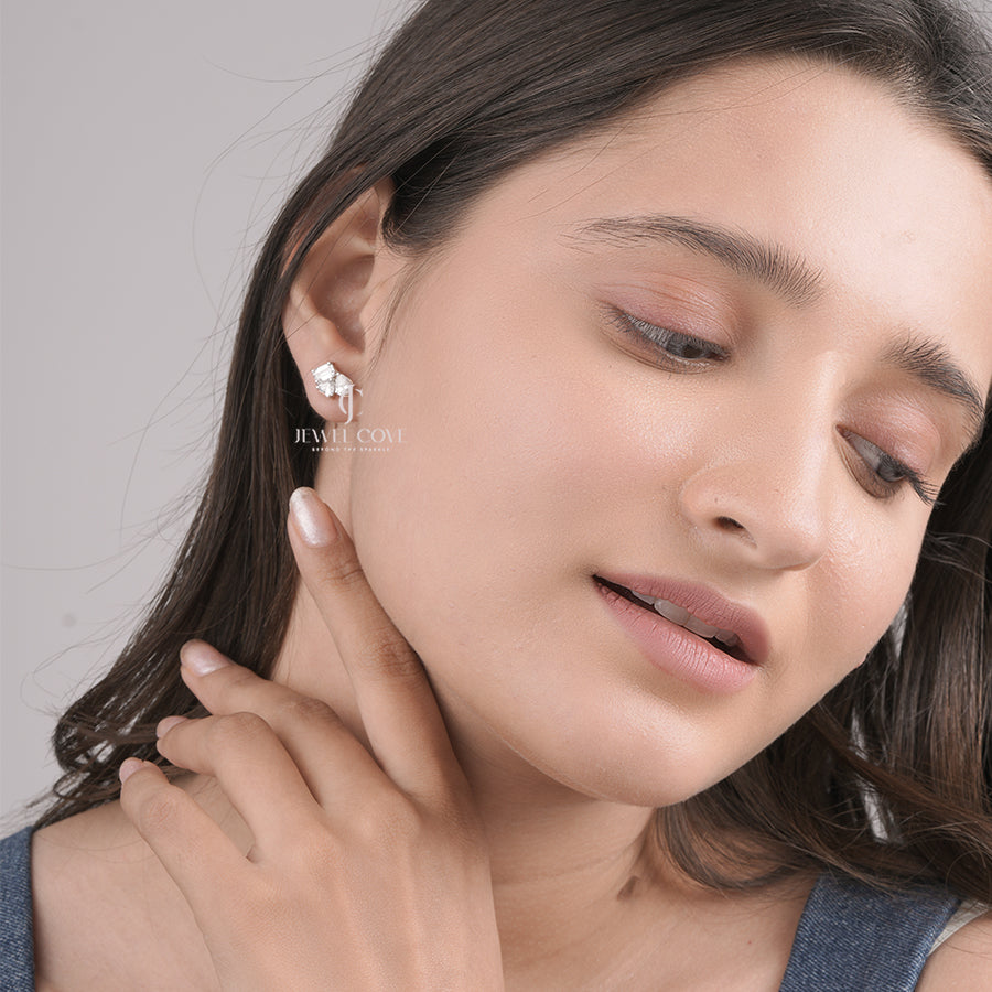 Multi Shape Diamond Stud Earrings with Pear, Heart, and Emerald Cuts