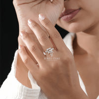 Three-Stone Princess-Cut Diamond with Round Side Diamond Ring