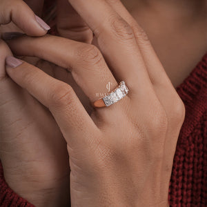 2.30 CT Radiant Moissanite Six Stone Halia Wedding Band | IGI Certified | E-F Color | VVS- VS Clarity. Ethical &amp; elegant.