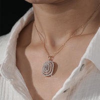 Statement Emerald Diamond Pendant Necklace with Multi-Layered Halo (ONLY PENDENT)