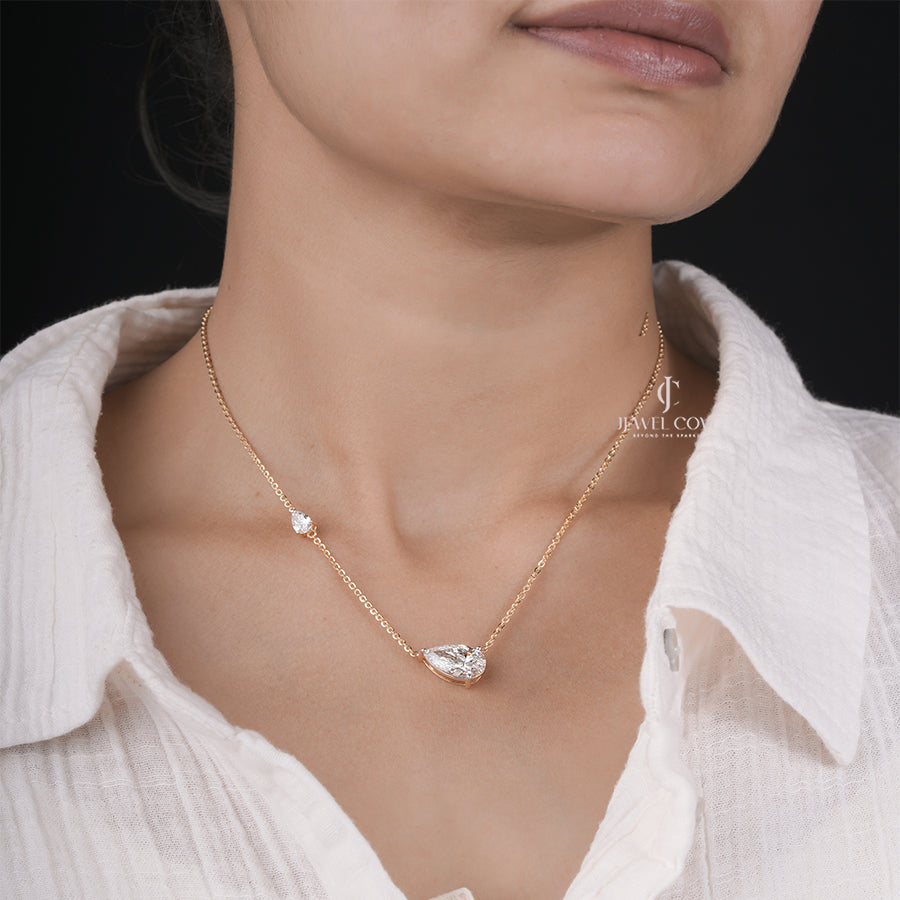 10K Solitaire Pear Lab-Grown Diamond Pendent | IGI Certified | E-F Color | VVS- VS Clarity | Rose Gold 10K