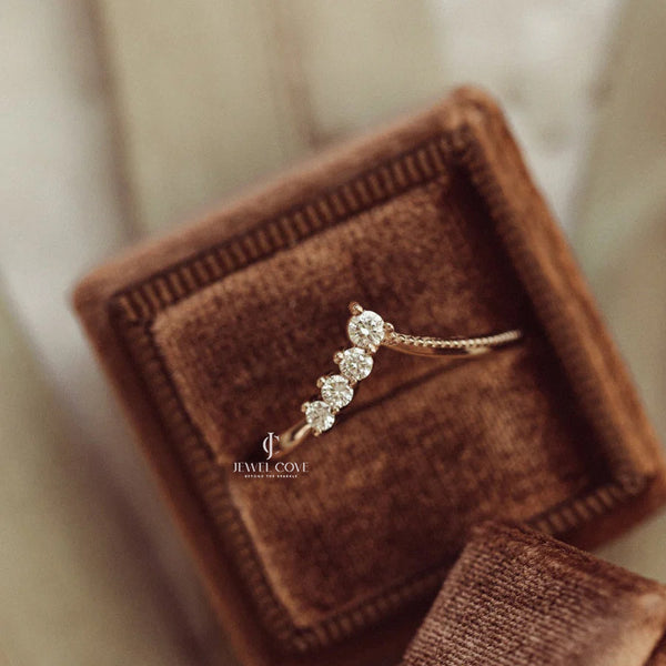 V Band Round vintage Bridal Ring Set Band | IGI Certified | Lab Grown