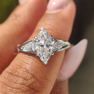 Marquise and Pear Engagement Ring | Moissanite Diamonds | GRA Certified