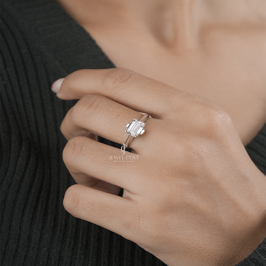 Emerald Cut Diamond Engagement Ring for Women in Rose Gold Wedding Jewellery Gift