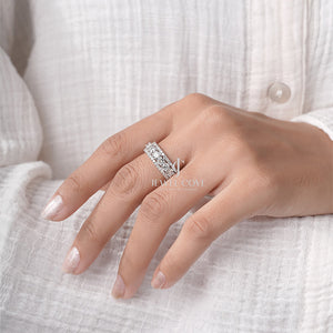 2.07ctw Emerald and Round Lab Grown Band | IGI Certified | E-F Color | VVS- VS Clarity