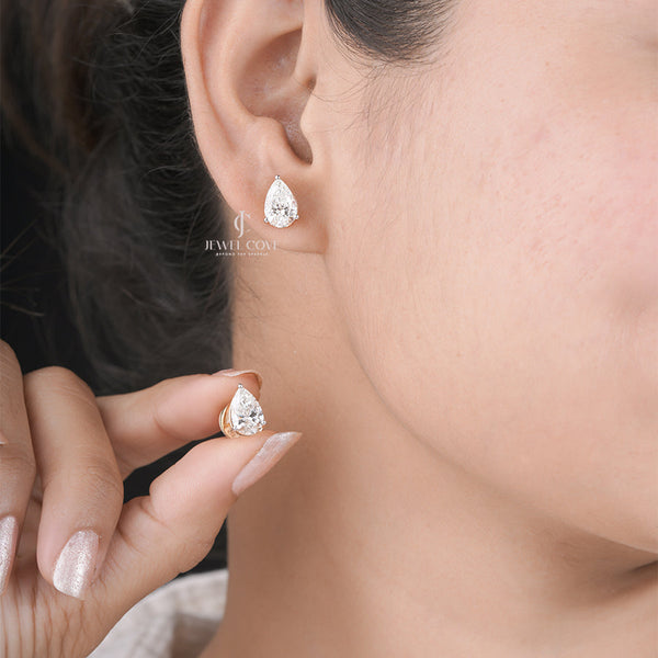 Pear Dainty Solitaire Lab Grown Wedding Studs | IGI Certified | Solitaire Studs