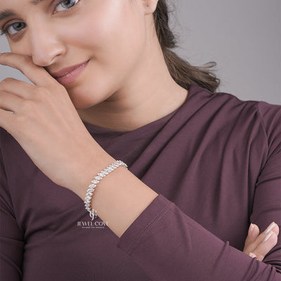 Exquisite Marquise Cut Lab Grown Diamond Bracelet Wedding Jewelry Collection, Engagement Bracelet