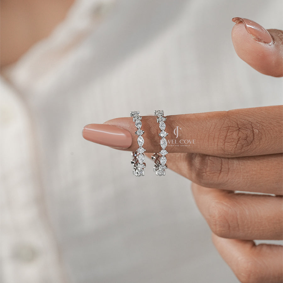 Marquise & Round Hoop Earrings for Women | Earrings | EF Color | VVS-VS Clarity | IGI Certified