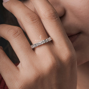 Emerald Stackable Moissanite Full Eternity Band | IGI Certified | E-F Color | VVS/VS Clarity