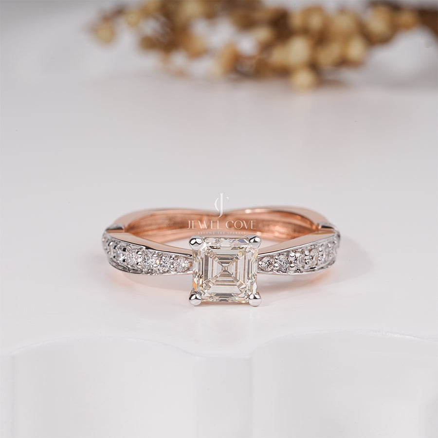 1 Carat Princess Diamond Lizzia Side Stone Ring