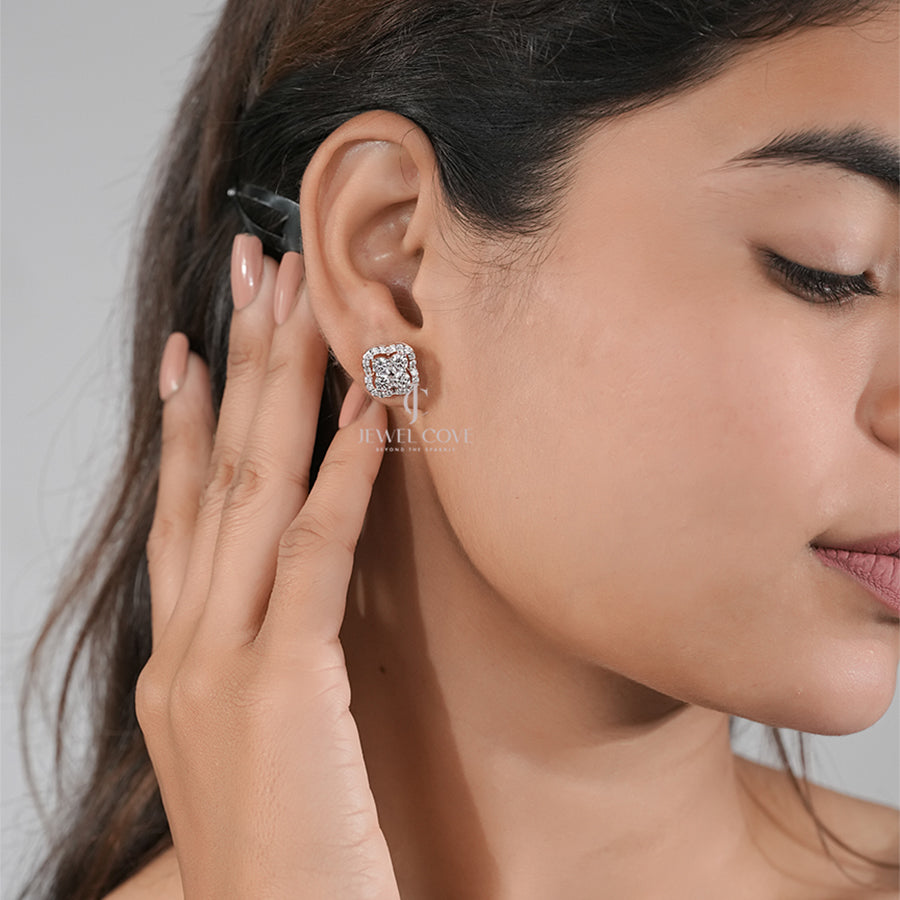 Elegant Flower-Inspired Diamond Studs – 1.80 Ct in Rose Gold