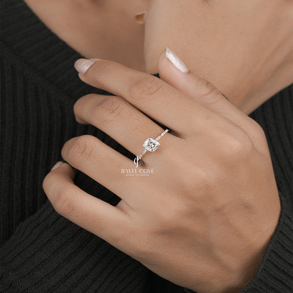 1.07tcw Cushion Solitaire Lab Grown Wedding Ring | IGI Certified | E-F Color | VVS- VS Clarity