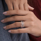 Sparkle Round Solitaire Four Band Engagement Ring