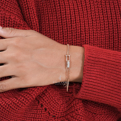 Elegant 0.40 Ct Diamond Safety Lock Bracelet