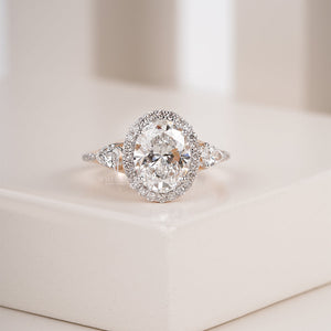 2.5CT Oval Halo Lab Grown Wedding Ring | IGI Certified | E-F Color | VVS- VS Clarity