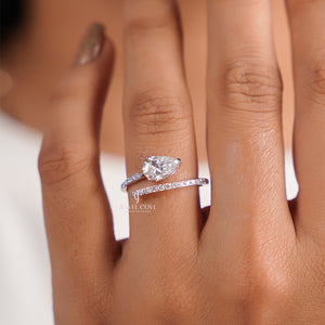 1CT Pear Lab Diamond Ring | 14K Rose Gold | Lab Grown Diamonds | IGI Certified