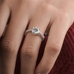 Round Cut Lab Grown Diamond Engagement Ring with Side Stones | IGI Certified | E-F Color | VVS–VS Clarity