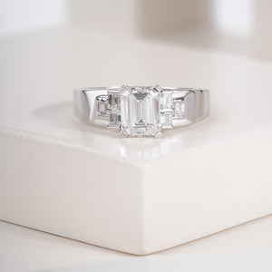 2.71ctw Emerald Moissanite Half Eternity Stackable Matching Band | IGI Certified
