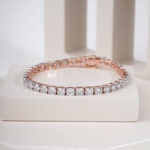 10K Rose Gold Round Tennis Bracelet | Lab Grown Diamond Jewellery | EF Color | VVS-VS Clarity | IGI Certificate