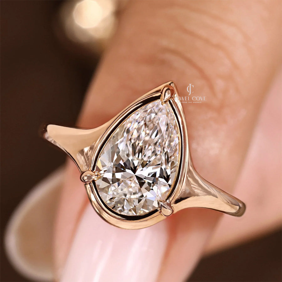 Pear Cut Diamond Ring in Solitaire Setting Lab-Grown Diamond Ring | IGI Certified