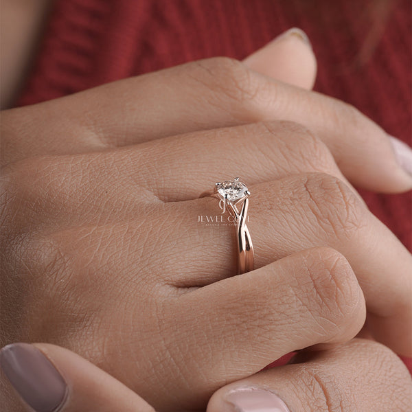 0.75tcw Round Moissanite Diamond Engagement Ring | Infinity Twist Band | IGI Certified | E-F Color | VVS/VS Clarity