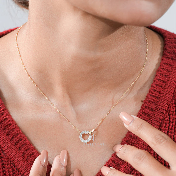 Open Circle Necklace With Chain Necklace | IGI Certified | E-F Color | VVS- VS Clarity