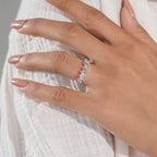 Elegant White Gold Diamond Ring with Baguette and Round Cuts