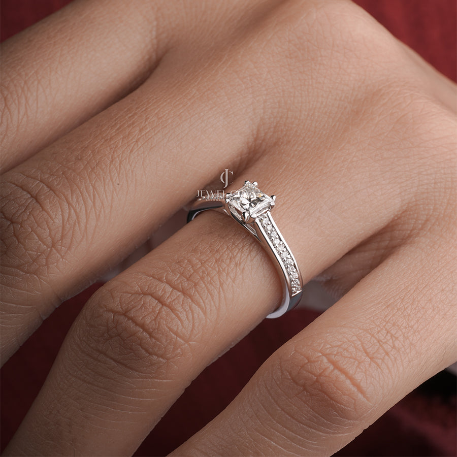 Princess Cut Diamond Pave Set Nayra Engagement Ring
