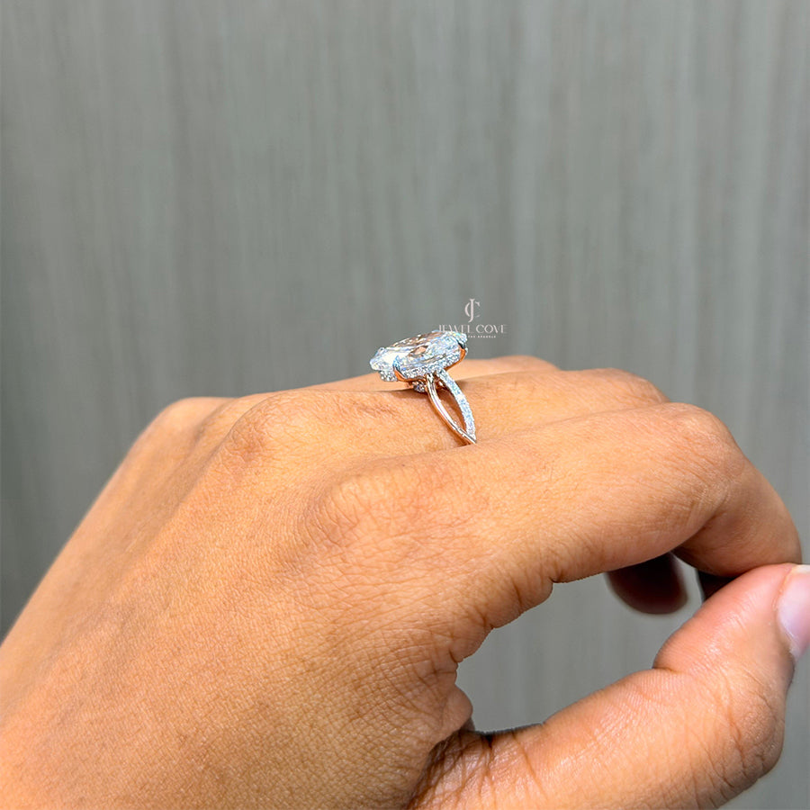 Oval Solitaire Split Shank Diamond Ring | Engagement Ring | Lab Grown Diamonds | IGI Certified