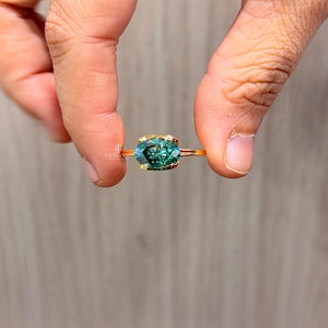14K Green Oval Solitaire Wedding Ring | Lab Grown Diamonds | IGI Certified