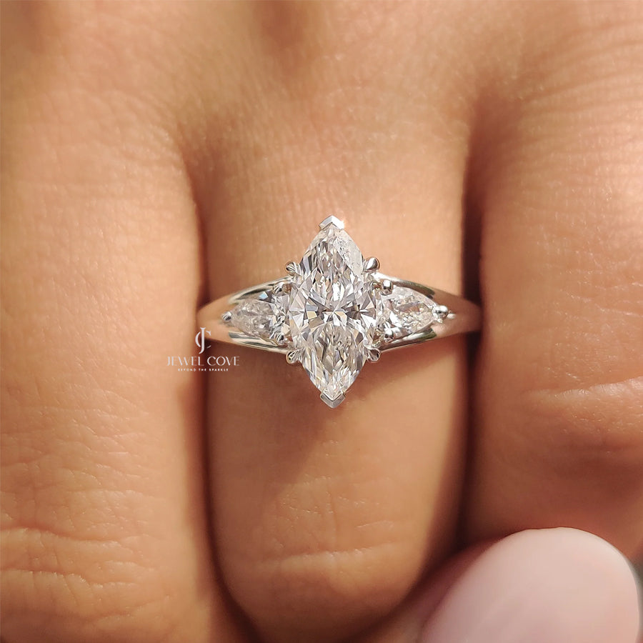 Marquise and Pear Engagement Ring | Lab Grown Diamonds | IGI Certified